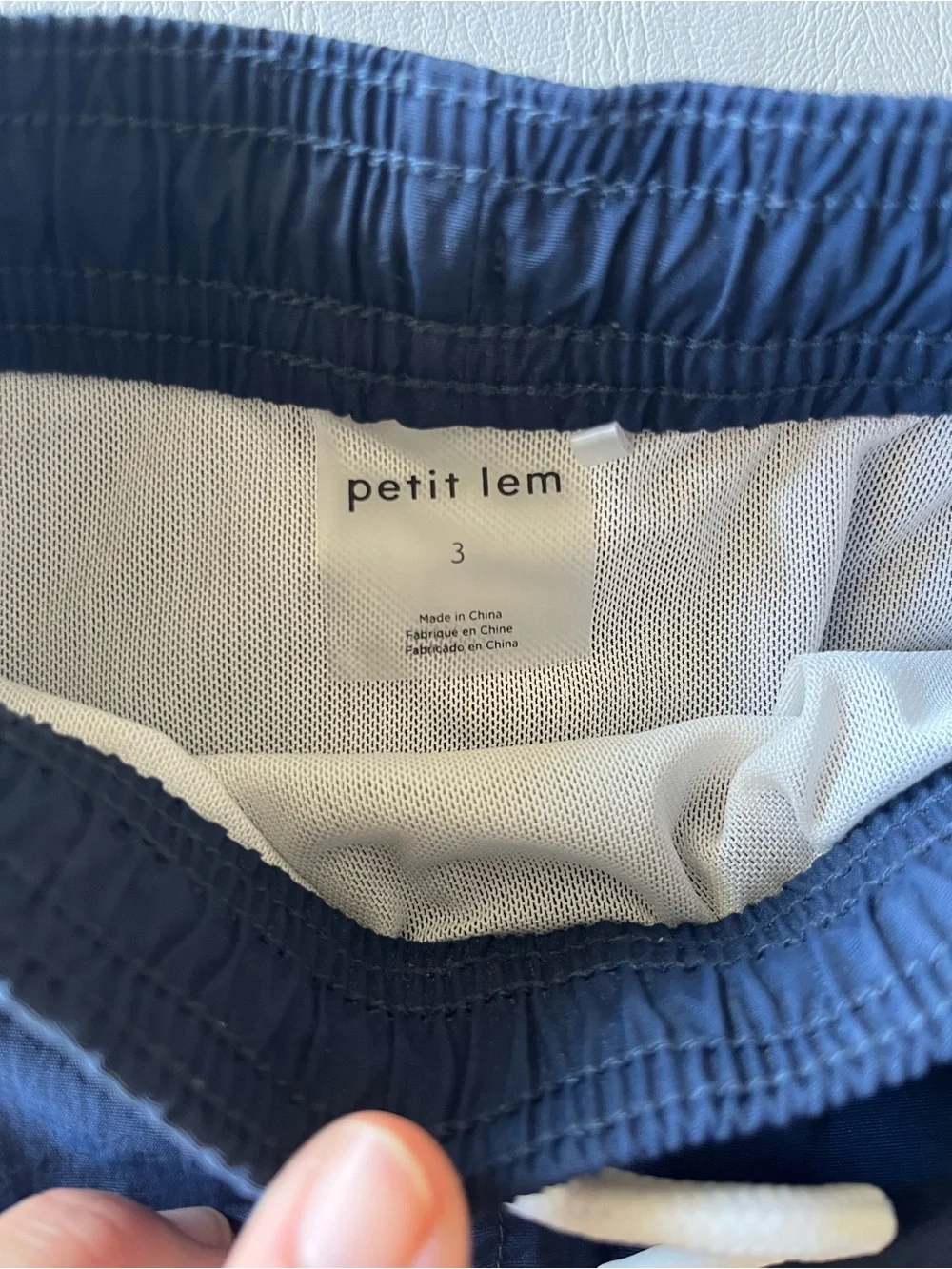 Petit Lem Navy Blue Kids Swim Trunks with White Drawstring